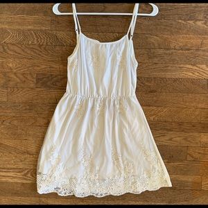 White Lace Spaghetti Strap Mini Dress Medium